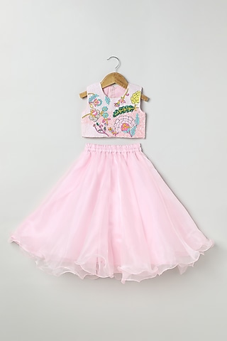 Baby Pink Organza Skirt Set by BYB PREMIUM