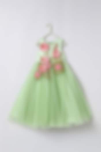 Sea Green Tulle Embroidered Dress For Girls by BYB PREMIUM at Pernia's Pop Up Shop