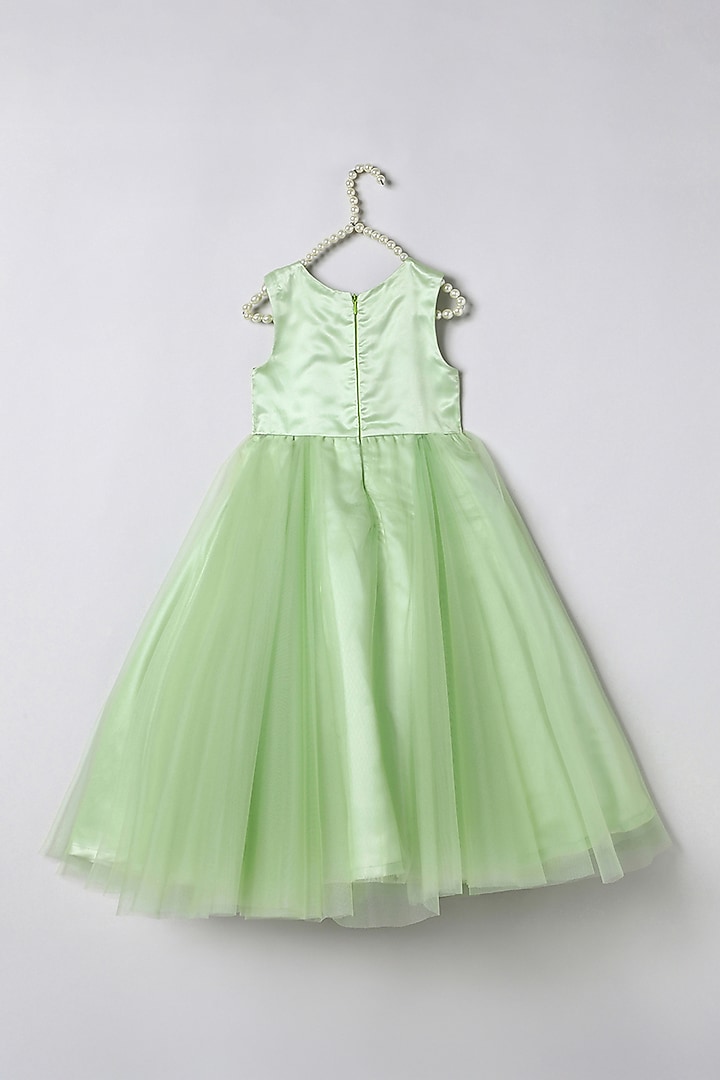 Sea Green Tulle Embroidered Dress For Girls by BYB PREMIUM at Pernia's Pop Up Shop