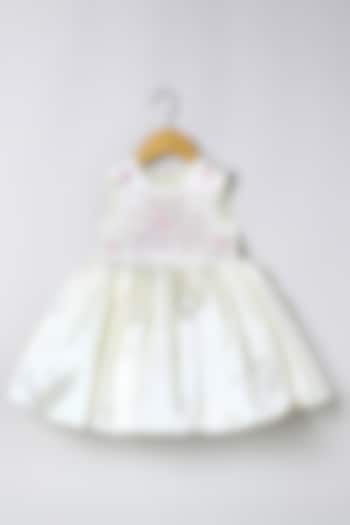 Ivory Satin Embroidered Dress For Girls by BYB PREMIUM at Pernia's Pop Up Shop
