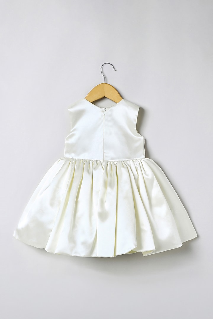 Ivory Satin Embroidered Dress For Girls by BYB PREMIUM at Pernia's Pop Up Shop