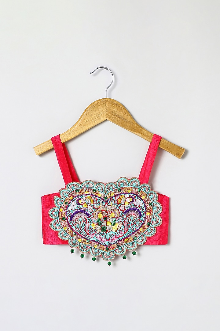 Green Taffeta Embroidered Lehenga Set For Girls by BYB PREMIUM at Pernia's Pop Up Shop