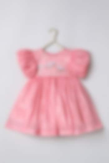 Peach Pink Tissue Embroidered Dress For Girls by BYB PREMIUM at Pernia's Pop Up Shop