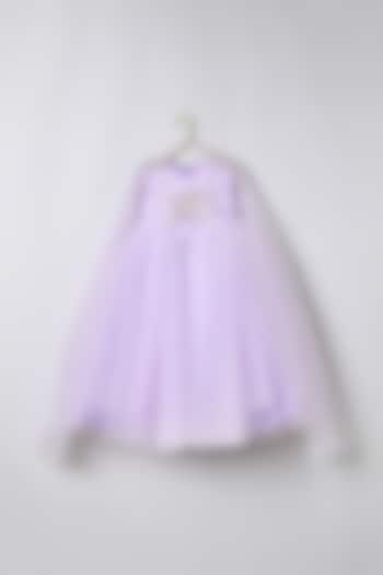 Lavender Tulle Embroidered Dress For Girls by BYB PREMIUM at Pernia's Pop Up Shop