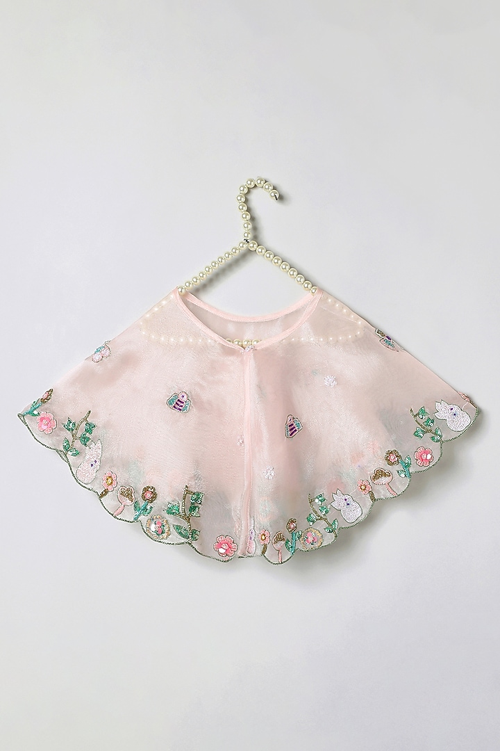 Dusty Pink Organza Embroidered Dress For Girls by BYB PREMIUM at Pernia's Pop Up Shop
