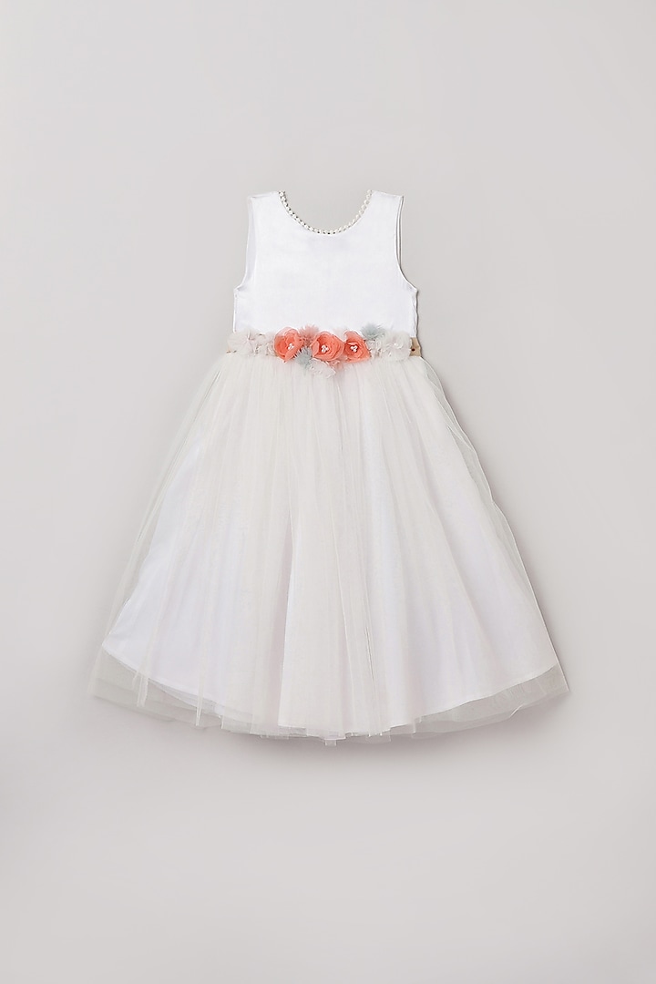 White Embellished Midi Dress For Girls by BYB PREMIUM