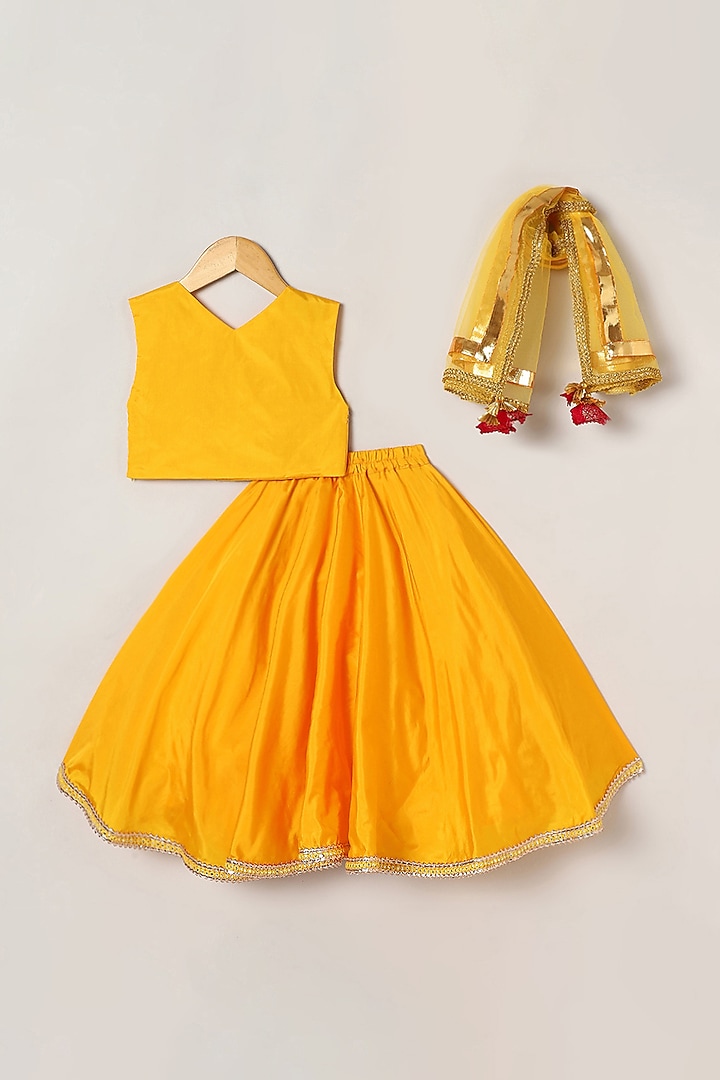 Yellow Art Silk Lehenga Set For Girls by BYB PREMIUM at Pernia's Pop Up Shop