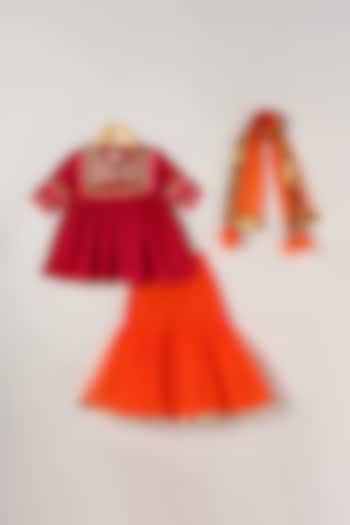 Orange Tulle Sharara Set For Girls by BYB PREMIUM at Pernia's Pop Up Shop