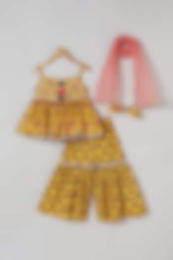 Yellow Pure Cotton Sharara Set For Girls by BYB PREMIUM