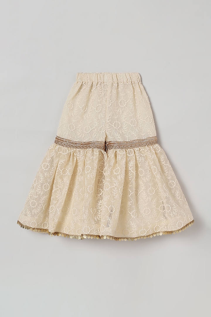 Ivory Organza Embroidered Sharara For Girls by BYB PREMIUM at Pernia's Pop Up Shop