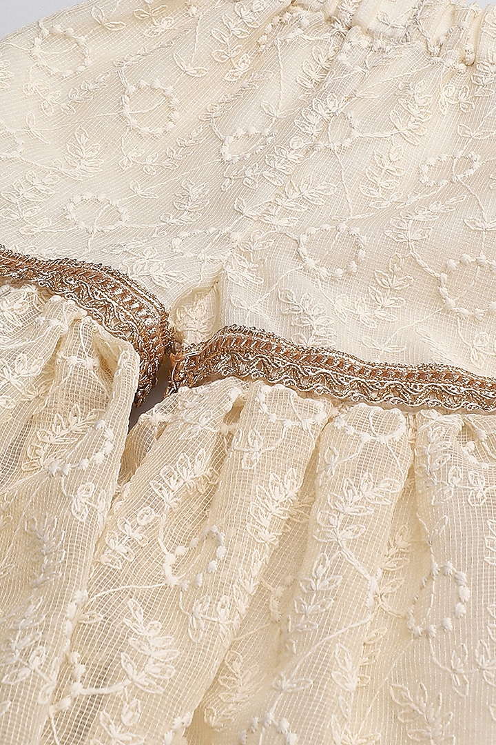 Ivory Organza Embroidered Sharara For Girls by BYB PREMIUM at Pernia's Pop Up Shop
