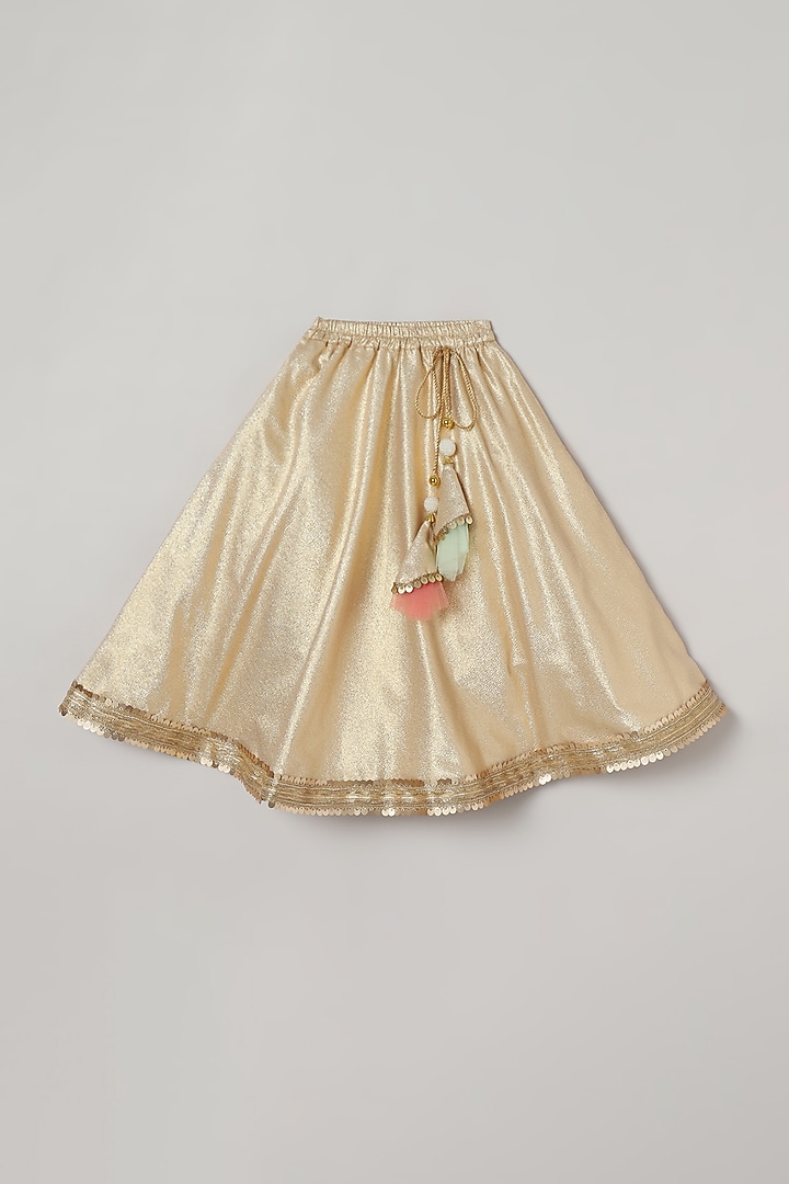 Ivory Organza & Brocade Printed Lehenga Set For Girls by BYB PREMIUM at Pernia's Pop Up Shop
