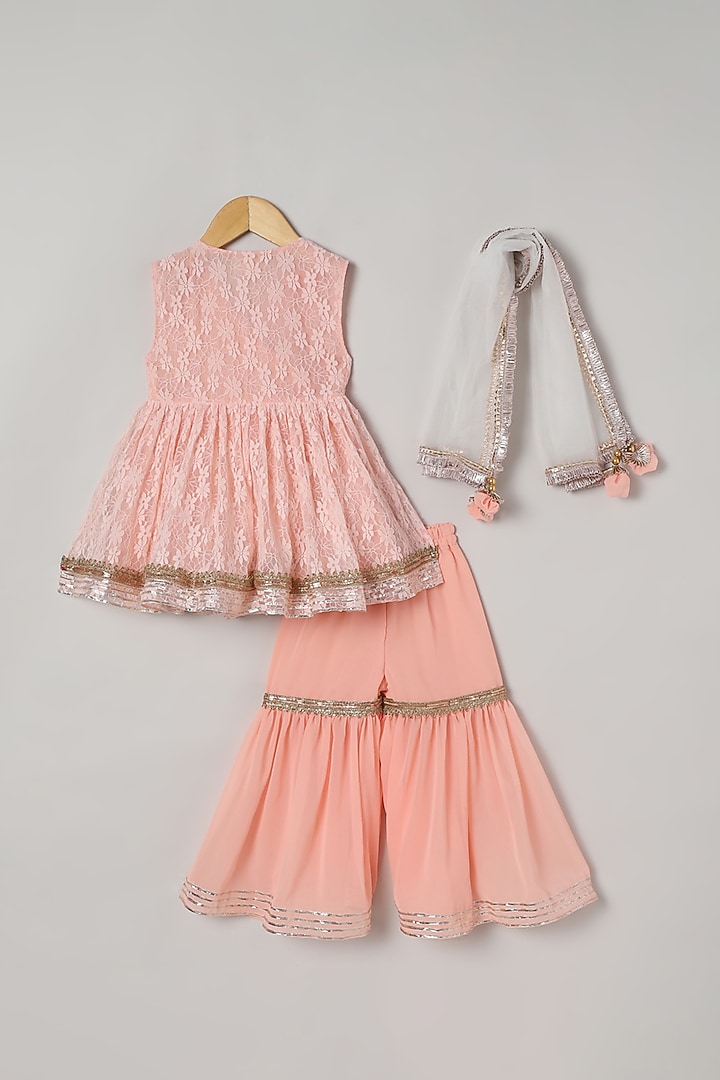 Peach Viscose Sharara Set For Girls by BYB PREMIUM at Pernia's Pop Up Shop