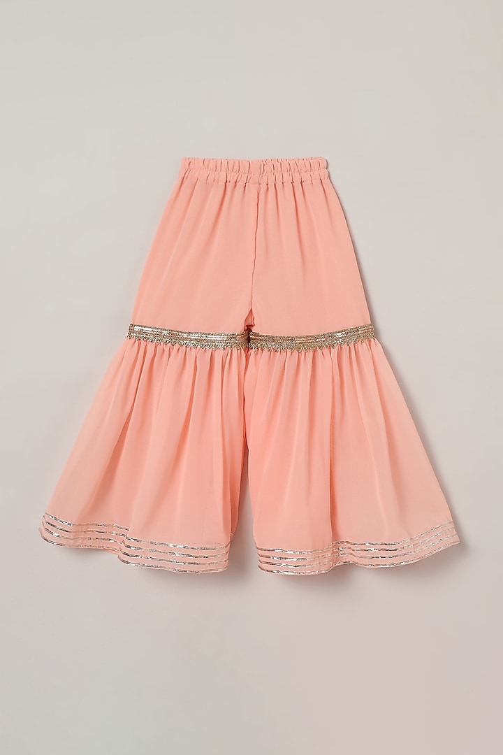 Peach Viscose Sharara Set For Girls by BYB PREMIUM at Pernia's Pop Up Shop
