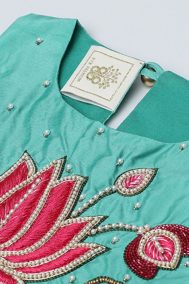 Pink Bangalore Silk & Organza Skirt Set For Girls by BYB PREMIUM at Pernia's Pop Up Shop