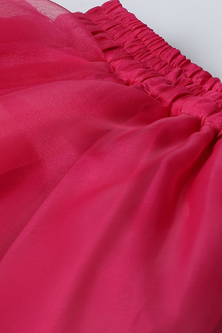 Pink Bangalore Silk & Organza Skirt Set For Girls by BYB PREMIUM at Pernia's Pop Up Shop