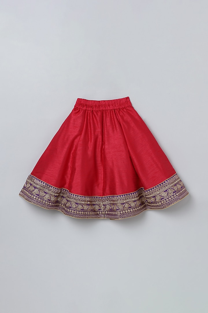 Red Silk Bead Embroidered Lehenga Set For Girls by BYB PREMIUM at Pernia's Pop Up Shop