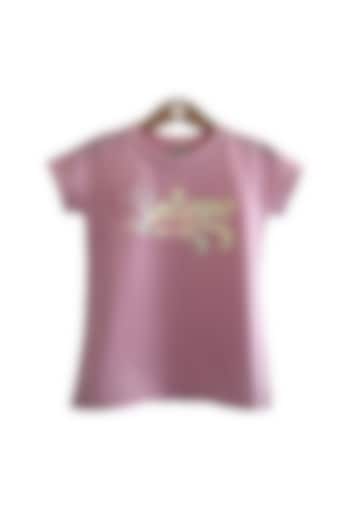Baby Pink Embellished T-Shirt For Girls by BYB PREMIUM