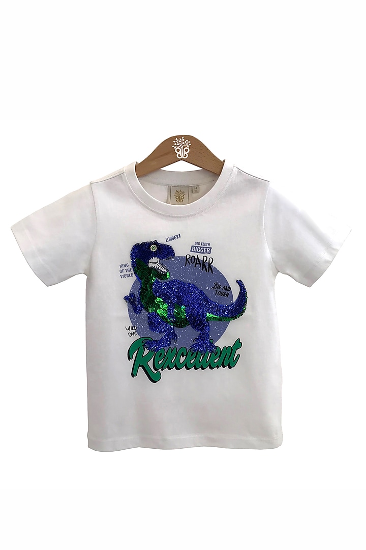 Ivory Embellished T-Shirt For Boys by BYB PREMIUM