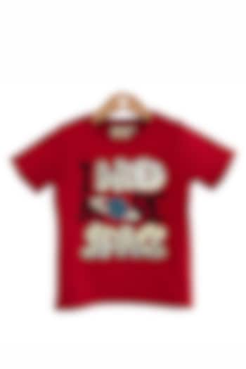 Red Embellished T-Shirt For Boys by BYB PREMIUM