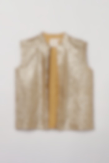 Gold Sequins Bundi Jacket For Boys by BYB PREMIUM