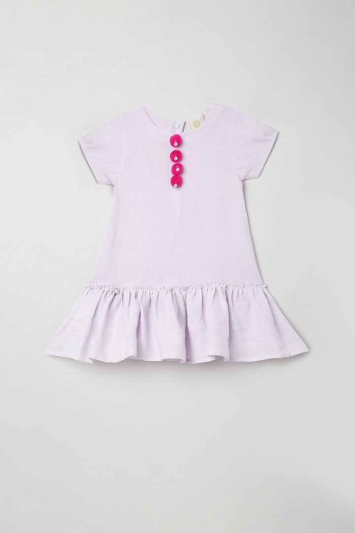 Lilac Linen Dress For Girls by BYB PREMIUM