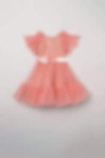 Peachy Pink Embellished Dress For Girls by BYB PREMIUM