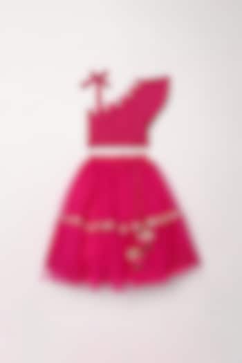 Magenta Chanderi Silk Lehenga Set For Girls by BYB PREMIUM at Pernia's Pop Up Shop