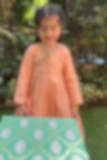 Light Peach Chanderi Embellished Anarkali Set For Girls by BYB PREMIUM at Pernia's Pop Up Shop