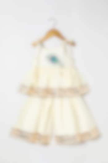 Off-White Pure Cotton Pearl Embellished Palazzo Set For Girls by BYB PREMIUM at Pernia's Pop Up Shop