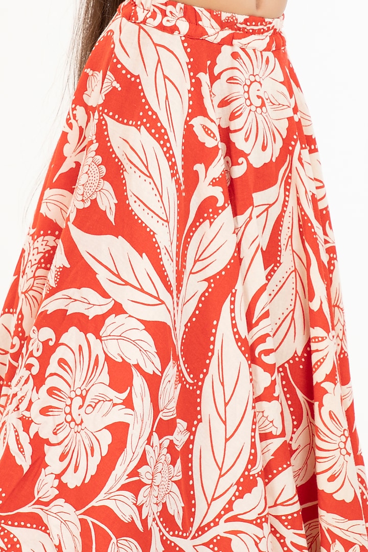 Rust Linen Printed Lehenga Set For Girls by BYB PREMIUM at Pernia's Pop Up Shop
