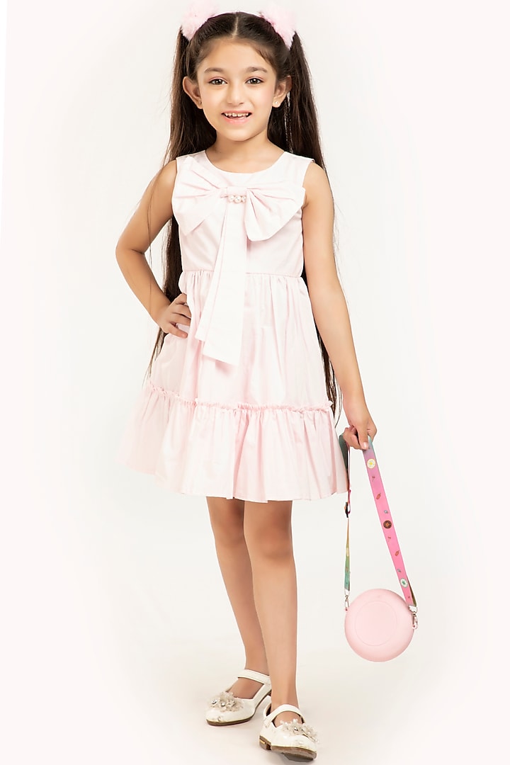 Baby Pink Embellished Dress For Girls by BYB PREMIUM