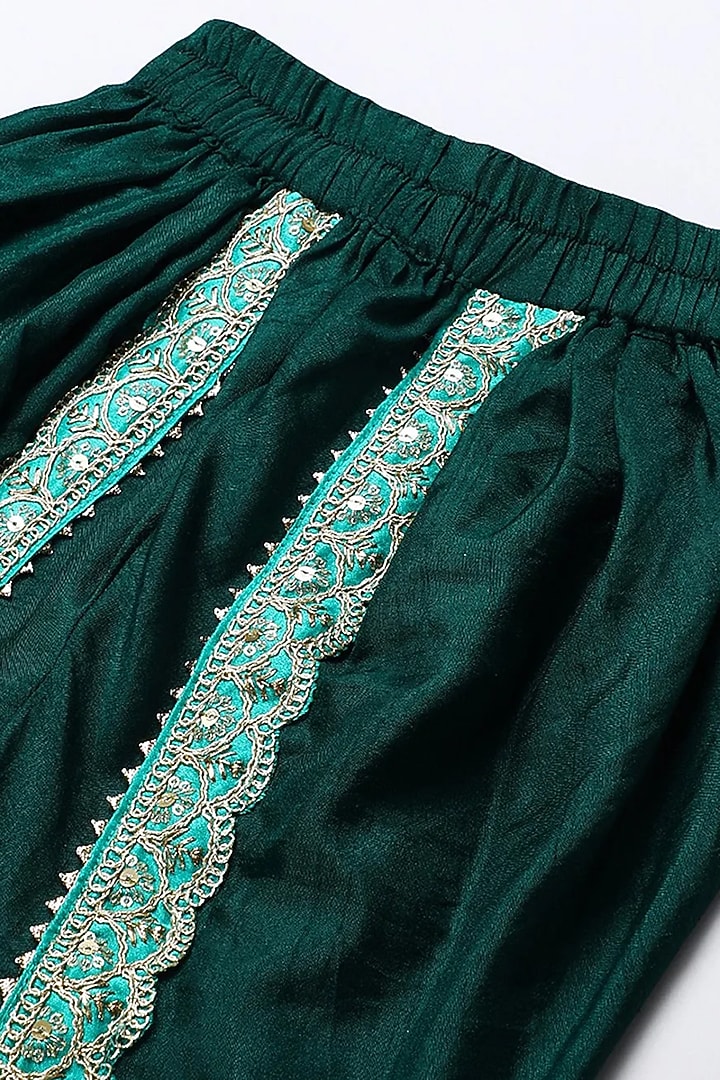 Lime Green Art Banarasi Silk Embroidered Tulip Pant Set For Girls by BYB PREMIUM at Pernia's Pop Up Shop