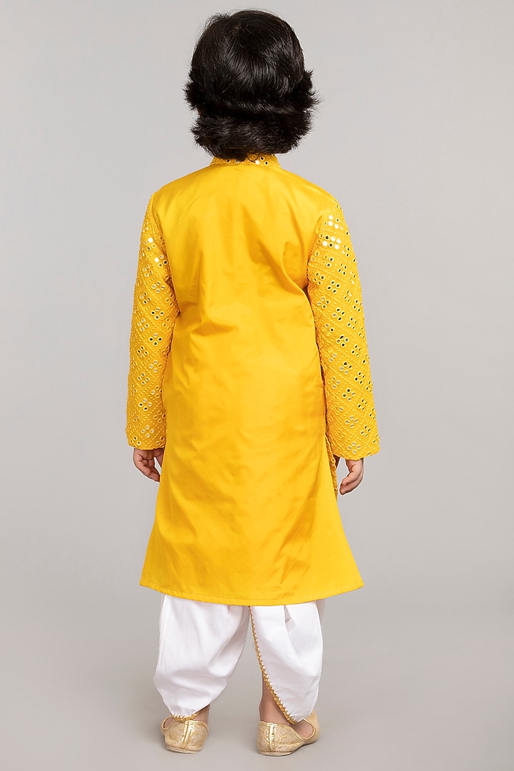 Yellow Embroidered Kurta Set For Boys by BYB PREMIUM at Pernia's Pop Up Shop