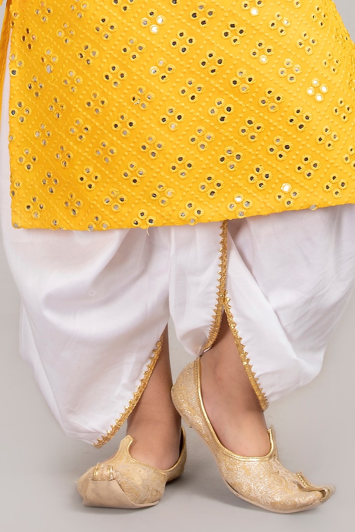 Yellow Embroidered Kurta Set For Boys by BYB PREMIUM at Pernia's Pop Up Shop
