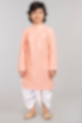Pink Embroidered Kurta Set For Boys by BYB PREMIUM