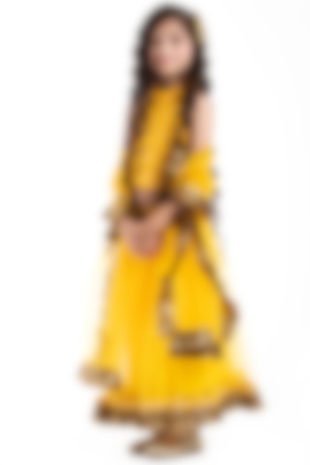 Yellow Embellished Lehenga Set For Girls by BYB PREMIUM