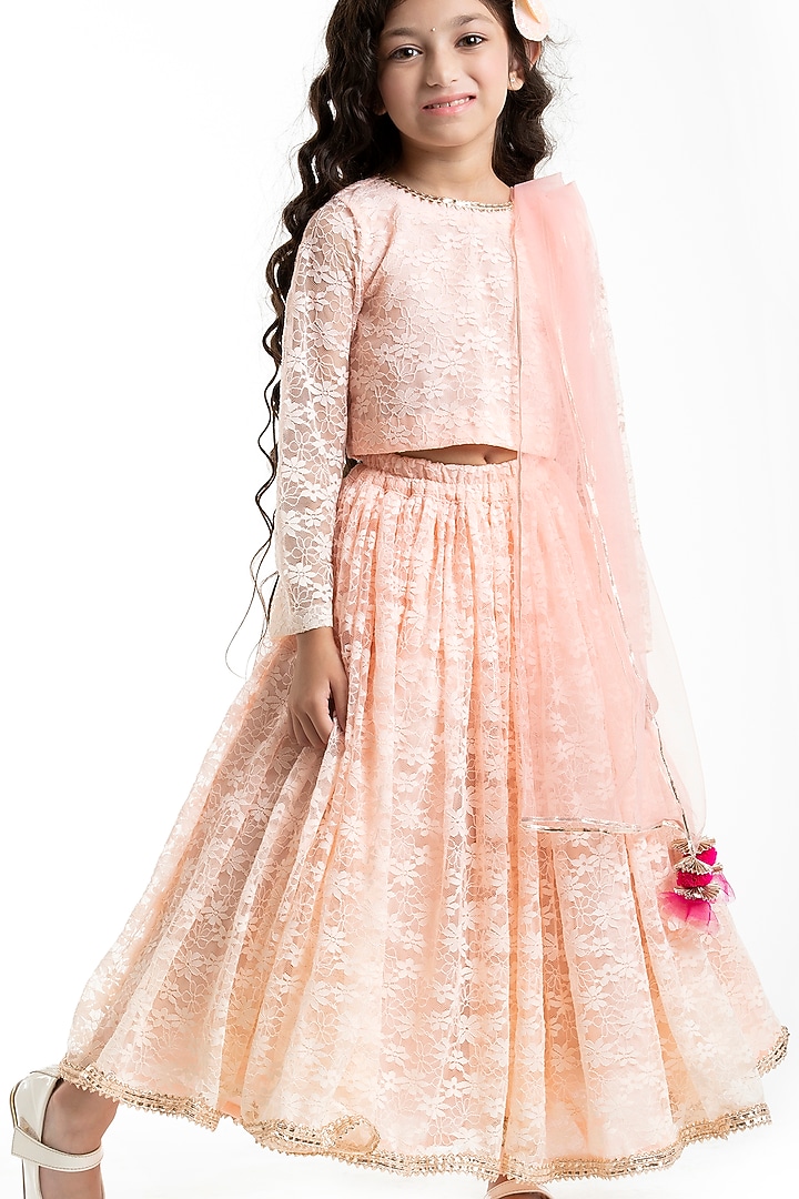 Baby Pink Embellished Lehenga Set For Girls by BYB PREMIUM at Pernia's Pop Up Shop