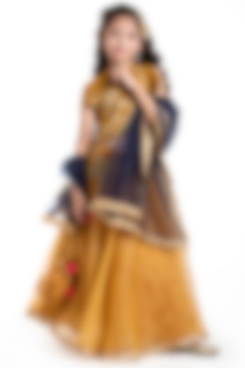 Gold Organza Lehenga Set For Girls by BYB PREMIUM at Pernia's Pop Up Shop