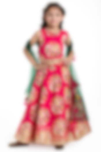 Fuchsia Floral Printed Lehenga Set For Girls by BYB PREMIUM at Pernia's Pop Up Shop