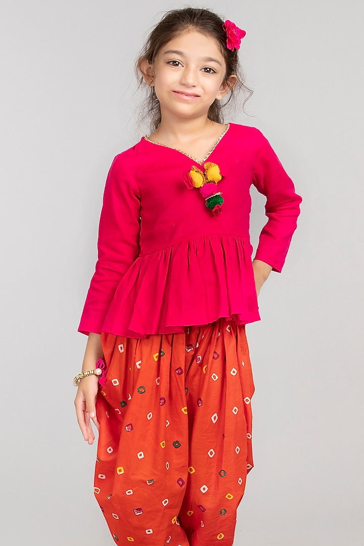 Orange Printed Pant Set For Girls by BYB PREMIUM at Pernia's Pop Up Shop
