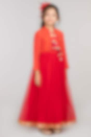 Red Tulle Dress WIth Chiffon Jacket For Girls by BYB PREMIUM at Pernia's Pop Up Shop