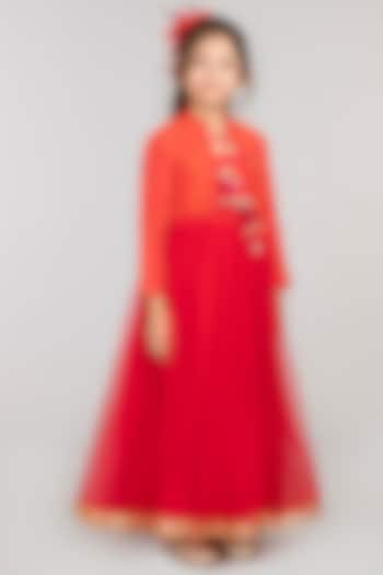 Red Tulle Dress WIth Chiffon Jacket For Girls by BYB PREMIUM