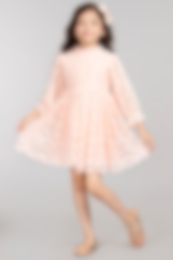 Peach Nylon Viscose Dress For Girls by BYB PREMIUM at Pernia's Pop Up Shop
