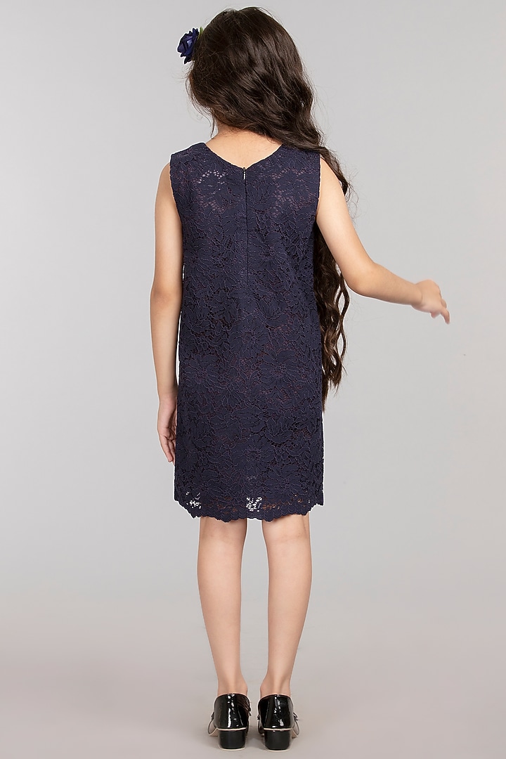 Navy Blue Nylon Viscose Dress For Girls by BYB PREMIUM at Pernia's Pop Up Shop