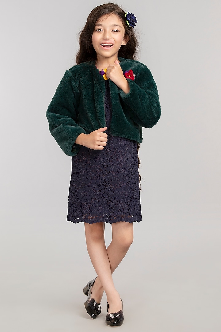 Emerald Green Fur Jacket For Girls by BYB PREMIUM at Pernia's Pop Up Shop