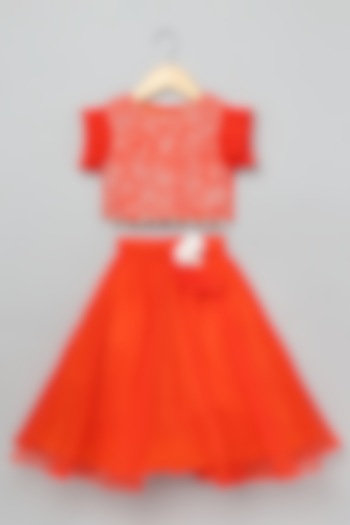 Orange Organza Skirt Set For Girls by BYB PREMIUM