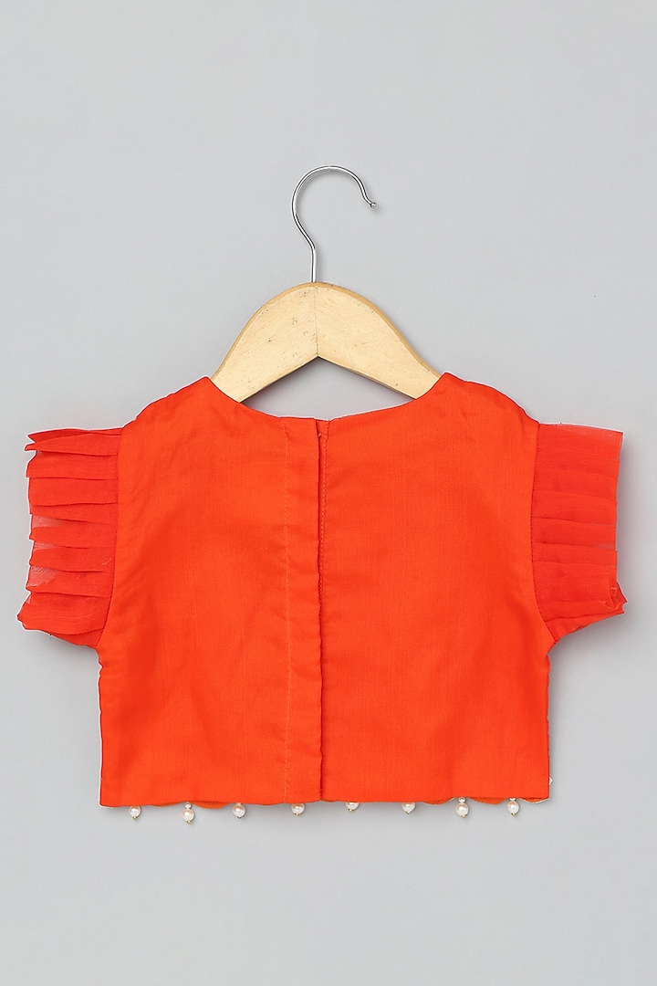Orange Organza Skirt Set For Girls by BYB PREMIUM at Pernia's Pop Up Shop