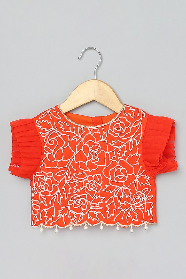 Orange Organza Skirt Set For Girls by BYB PREMIUM at Pernia's Pop Up Shop
