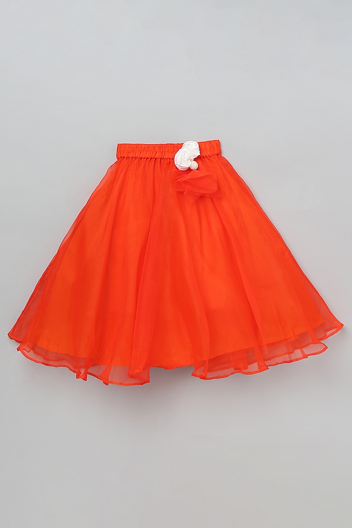 Orange Organza Skirt Set For Girls by BYB PREMIUM at Pernia's Pop Up Shop